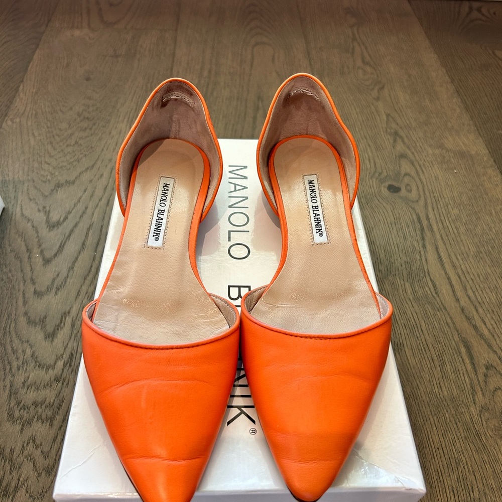 Authentic Manolo Blahnik Orange Slides - image 2